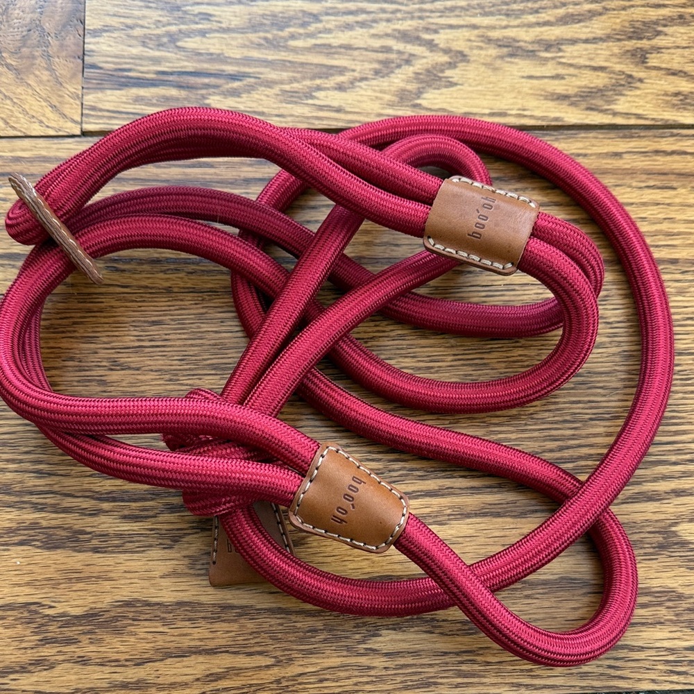 Red Rope and Leather Boo Oh Ray Dog harness M all in one leash